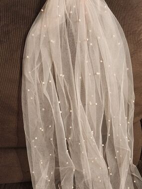 Blush Pearl-Embellished Bridal Veil